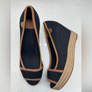Tory Burch Black and Tan Espadrilles